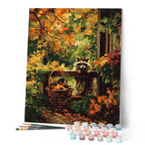 Paint by numbers kit Cute Raccoon in Fall Figured'Art