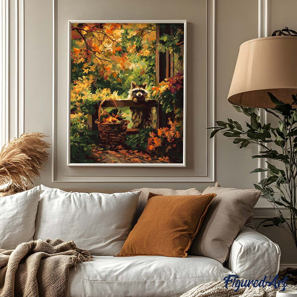 Cute Raccoon in Fall