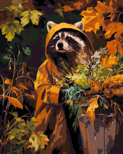 Load image into Gallery viewer, Paint by numbers kit Raccoon in Raincoat Figured'Art