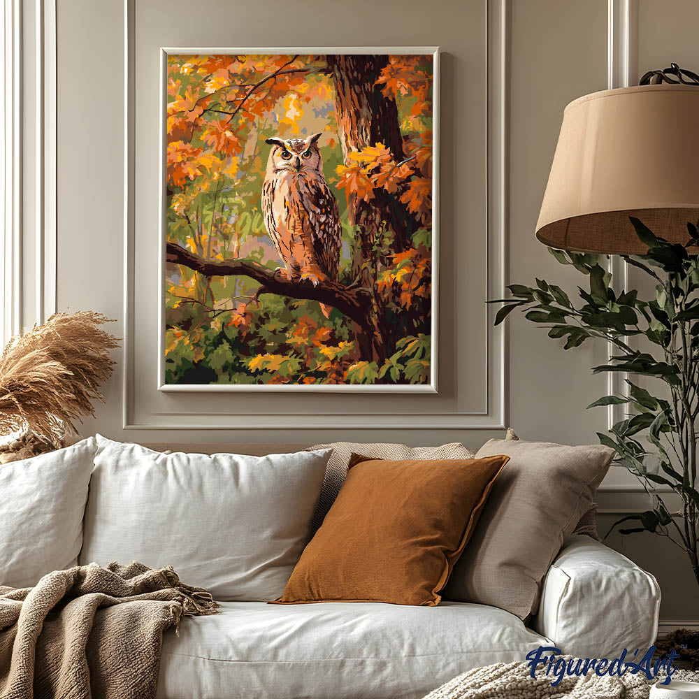 Owl Among Golden Leaves