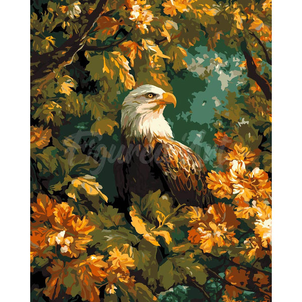 Eagle Among Golden Leaves