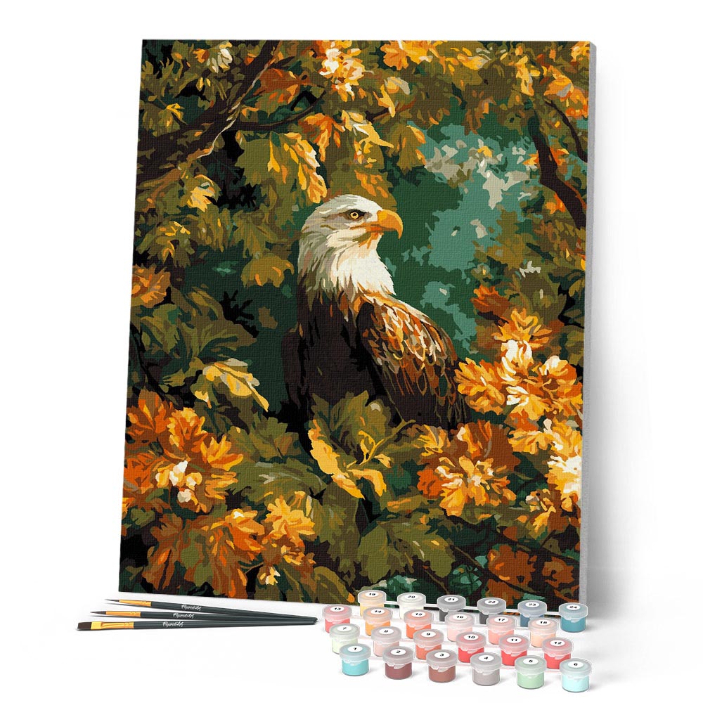 Paint by numbers kit Eagle Among Golden Leaves Figured'Art