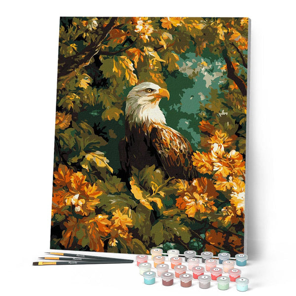 Paint by numbers kit Eagle Among Golden Leaves Figured'Art