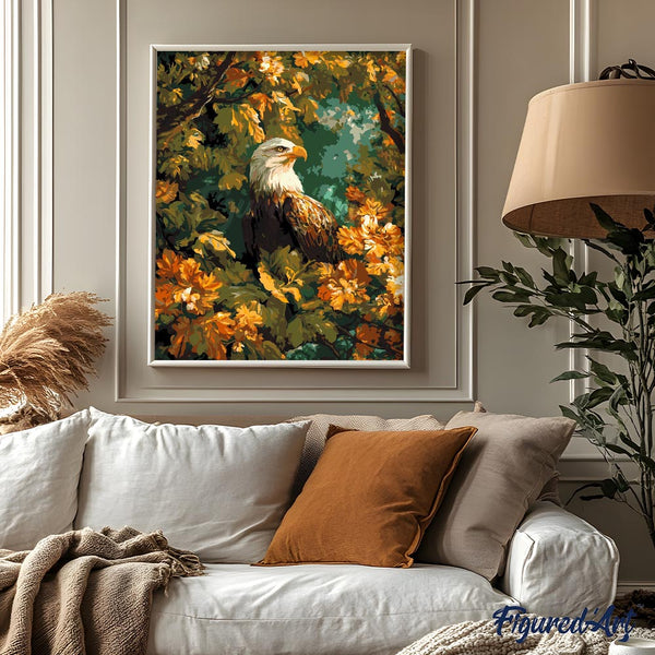 Eagle Among Golden Leaves