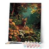 Paint by numbers kit Deer Among Fall Blooms Figured'Art