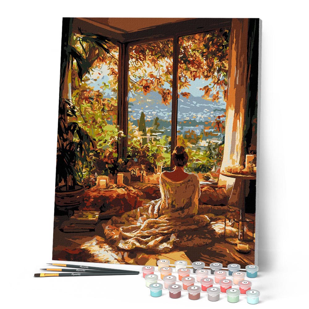 Paint by numbers kit Cozy Fall Morning Figured'Art