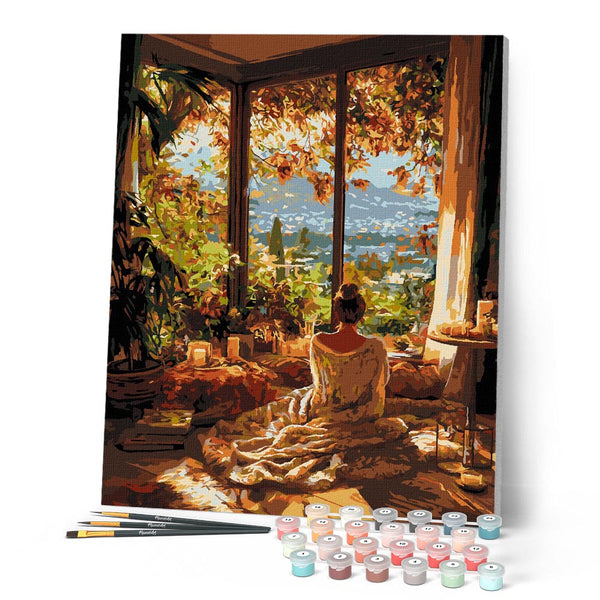 Paint by numbers kit Cozy Fall Morning Figured'Art