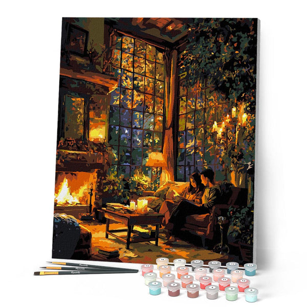 Paint by numbers kit Cozy Fall Evening Figured'Art