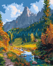 Load image into Gallery viewer, Paint by numbers kit Fall Stream in Alps Figured'Art