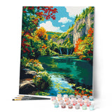Paint by numbers kit Emerald Lake in Fall Figured'Art