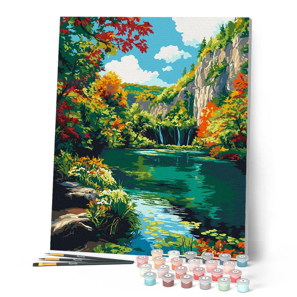 Paint by numbers kit Emerald Lake in Fall Figured'Art