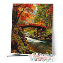Load image into Gallery viewer, Red Bridge in Japan in Fall