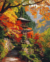 Load image into Gallery viewer, Paint by numbers kit Japanese Pagoda in Fall Figured'Art