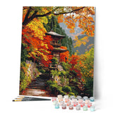 Paint by numbers kit Japanese Pagoda in Fall Figured'Art