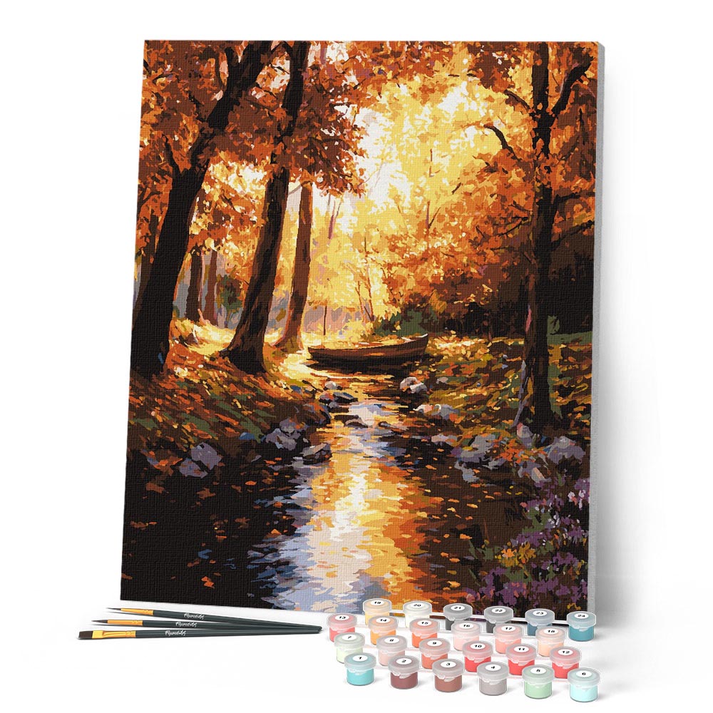 Paint by numbers kit Golden Fall Stream Figured'Art