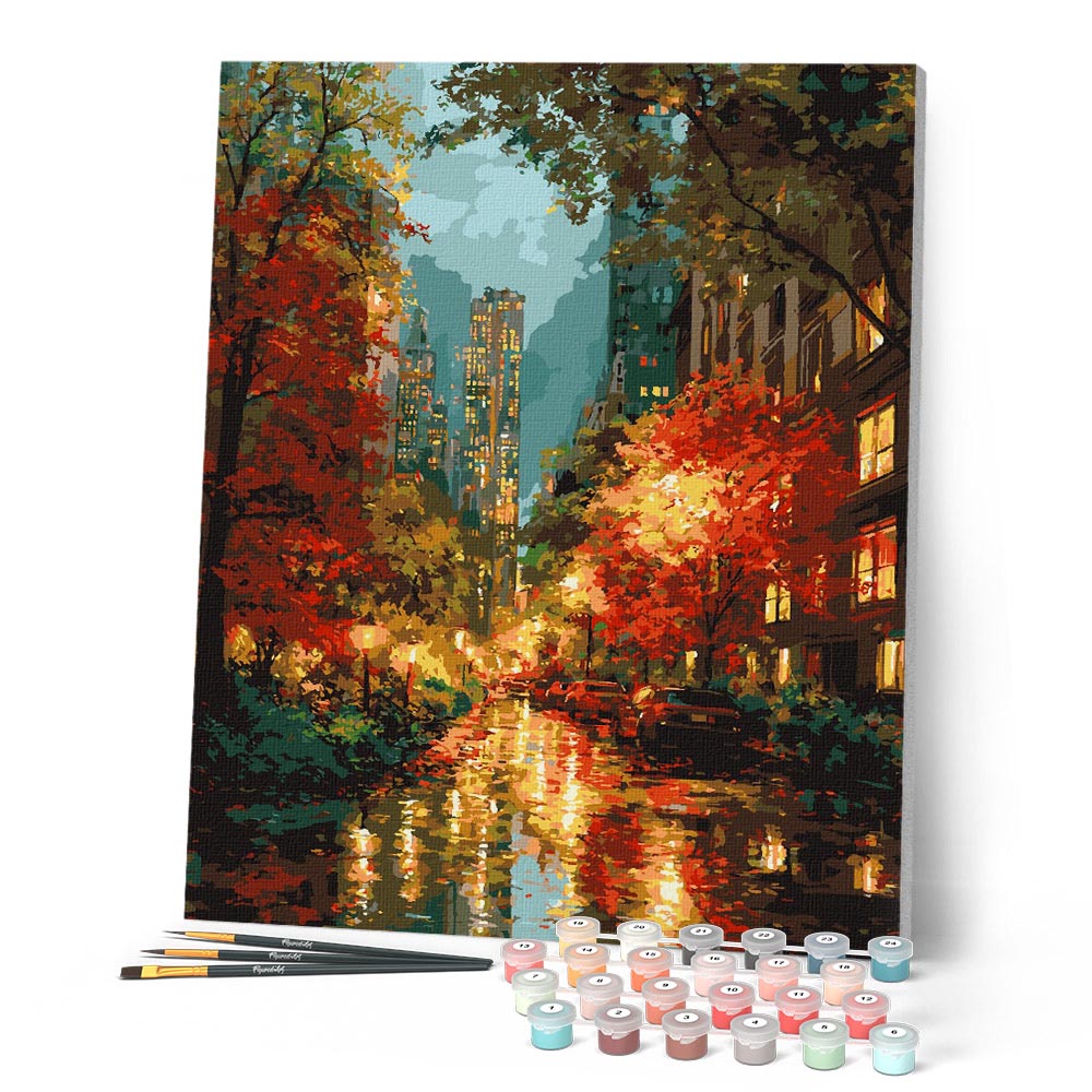 Paint by numbers kit Fall City Lights Figured'Art