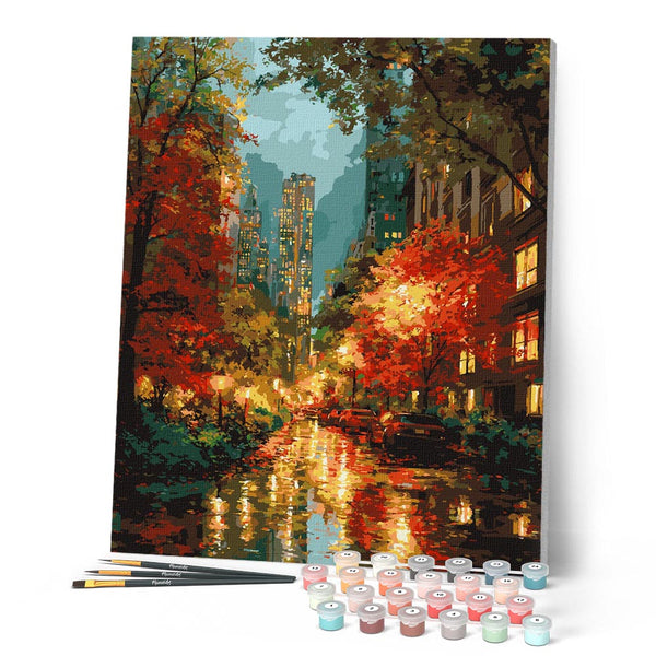 Paint by numbers kit Fall City Lights Figured'Art