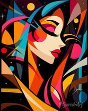 Load image into Gallery viewer, Paint by numbers kit Bold Abstract Cosmic Girl Figured'Art