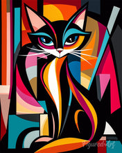 Load image into Gallery viewer, Paint by numbers kit Bold Abstract Cat Figured'Art
