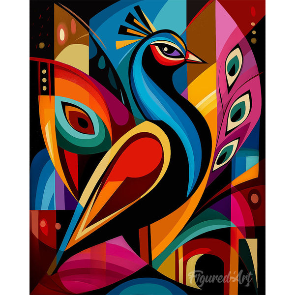 Paint by numbers kit Bold Abstract Peacock 2 Figured'Art
