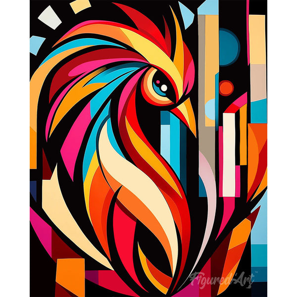 Paint by numbers kit Bold Abstract Rooster Figured'Art