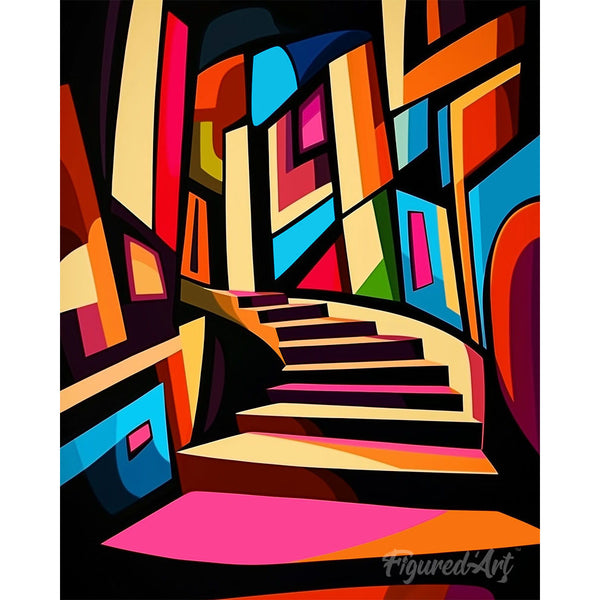 Paint by numbers kit Bold Abstract Staircase Figured'Art
