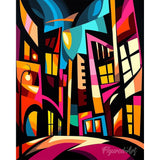 Paint by numbers kit Bold Abstract Cityscape Figured'Art