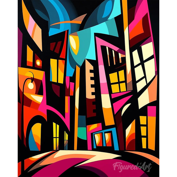 Paint by numbers kit Bold Abstract Cityscape Figured'Art