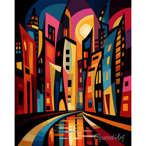 Paint by numbers kit Bold Abstract Skyscrapers Figured'Art