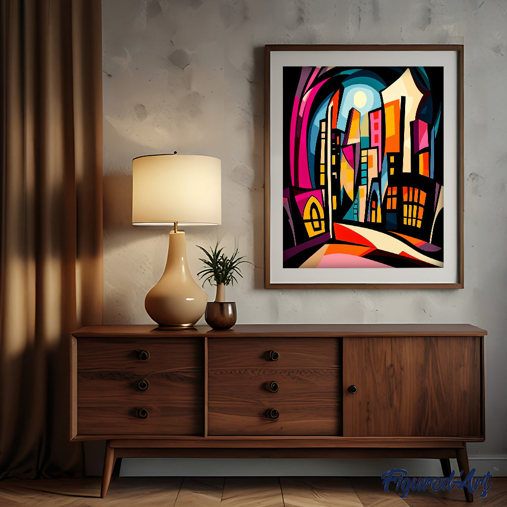 Bold Abstract Moonlit City