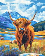 Load image into Gallery viewer, Paint by numbers kit Highland Cow by the Lake Figured'Art
