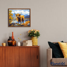 Load image into Gallery viewer, Highland Cow Golden Lakeside