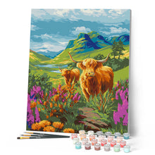 Load image into Gallery viewer, Highland Cow Blooming Hills