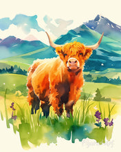Load image into Gallery viewer, Paint by numbers kit Highland Cow Pastel Valley Figured'Art