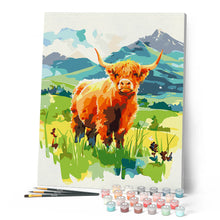 Load image into Gallery viewer, Highland Cow Pastel Valley