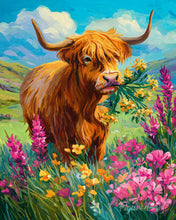 Load image into Gallery viewer, Paint by numbers kit Highland Cow Flower Bliss Figured'Art