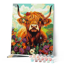Load image into Gallery viewer, Highland Cow Flower Portrait
