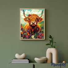Load image into Gallery viewer, Highland Cow Flower Portrait