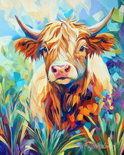 Load image into Gallery viewer, Paint by numbers kit Highland Cow in Bloom Figured'Art