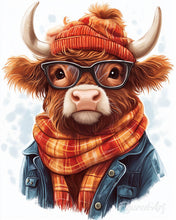 Load image into Gallery viewer, Paint by numbers kit Highland Cow Cozy Vibes Figured'Art