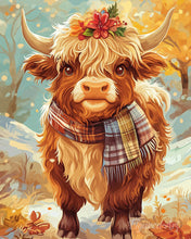 Load image into Gallery viewer, Paint by numbers kit Highland Cow Autumn Charm Figured'Art