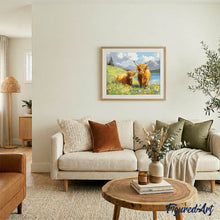 Load image into Gallery viewer, Highland cow Family by the Lake