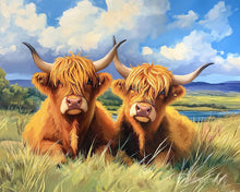 Load image into Gallery viewer, Paint by numbers kit Highland cow Golden Field Figured'Art