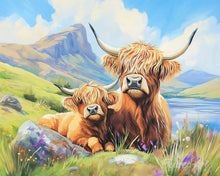 Load image into Gallery viewer, Paint by numbers kit Highland cow and baby Figured'Art
