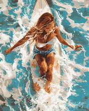 Load image into Gallery viewer, Paint by numbers kit Sunlit Ocean Woman Figured'Art
