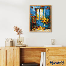 Load image into Gallery viewer, Sunflowers by Blue Window