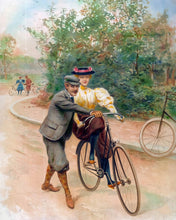 Load image into Gallery viewer, Paint by numbers kit Romantic Bicycle Lesson Vintage Painting Figured'Art