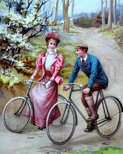 Load image into Gallery viewer, Paint by numbers kit Vintage Couple Cycling Painting Figured'Art