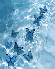 Load image into Gallery viewer, Paint by numbers kit Blue Butterflies on Water Figured'Art