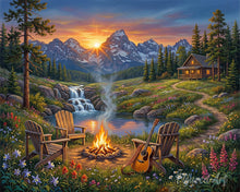 Load image into Gallery viewer, Paint by numbers kit Mountain Campfire Escape Figured'Art